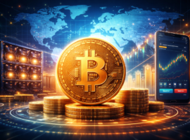 ChatGPT Image 9 февр. 2026 г., 17_05_45 (1) Біткоїн на фоні мапи світу, та графіку цін