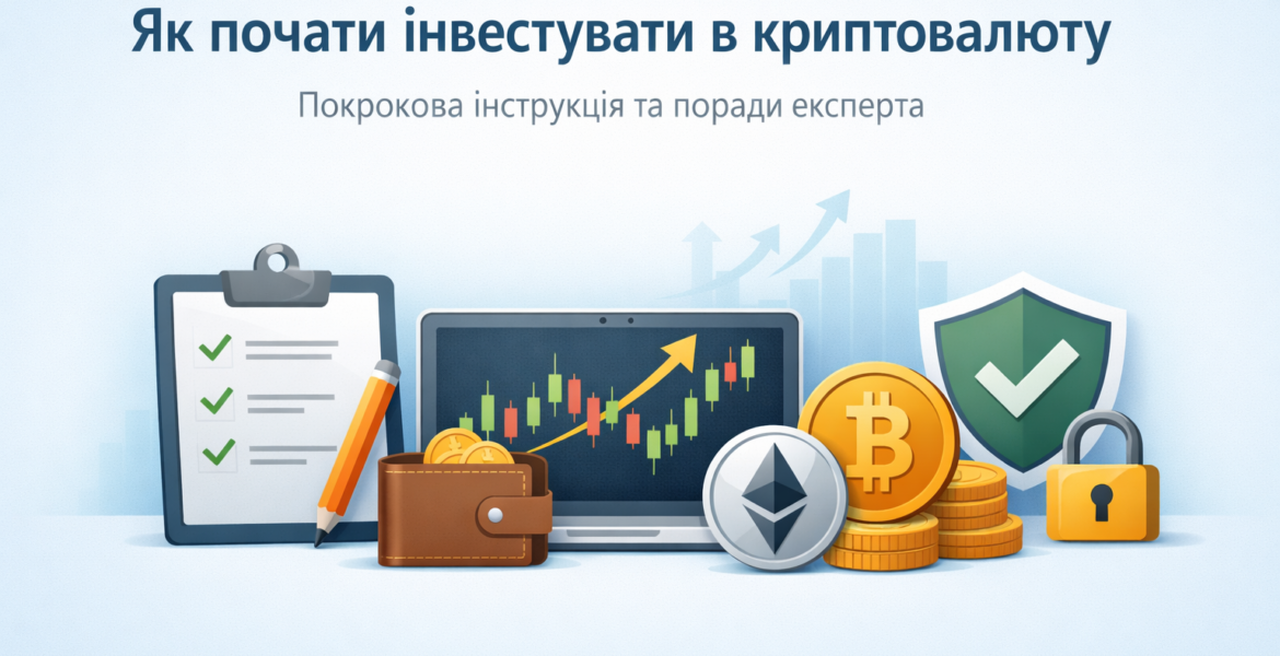 як почати інвестувати в криптовалюту інфографіка з графіком та криптоактивами