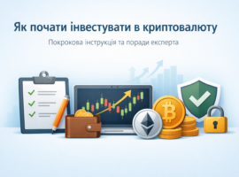 як почати інвестувати в криптовалюту інфографіка з графіком та криптоактивами
