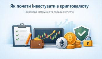 як почати інвестувати в криптовалюту інфографіка з графіком та криптоактивами
