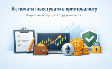 як почати інвестувати в криптовалюту інфографіка з графіком та криптоактивами