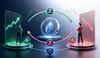 Фандингу у криптотрейдингу з Ethereum, лонг і шорт позиціями, графіком ціни та балансом виплат між трейдерами.